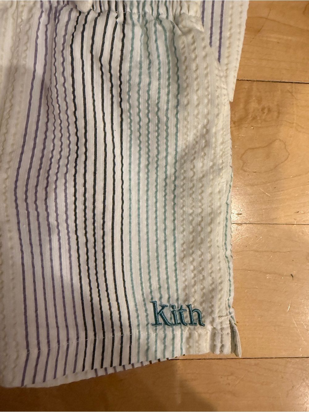 Kith Kids White Striped Shorts Set with Light Blue Accents - Picture 3 of 8